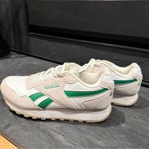 Reebok Classic White and Green Platform Sneakers